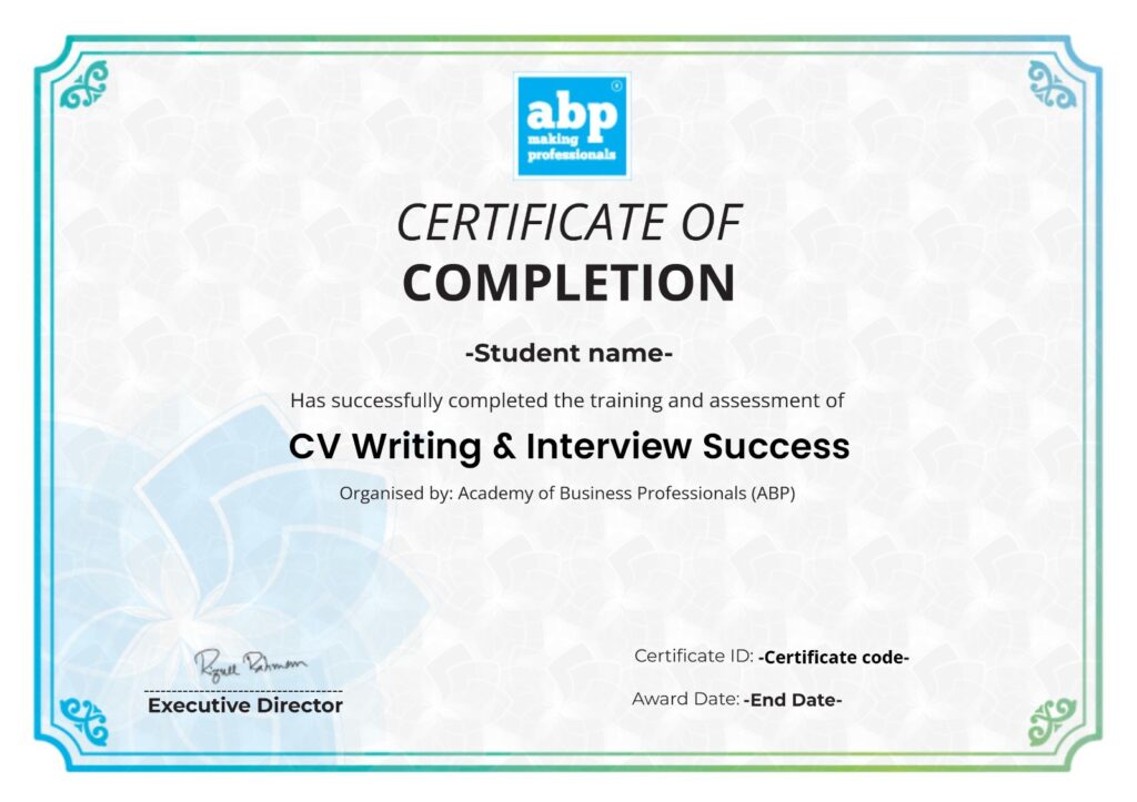 Certificate in CV Writing & Interview Success