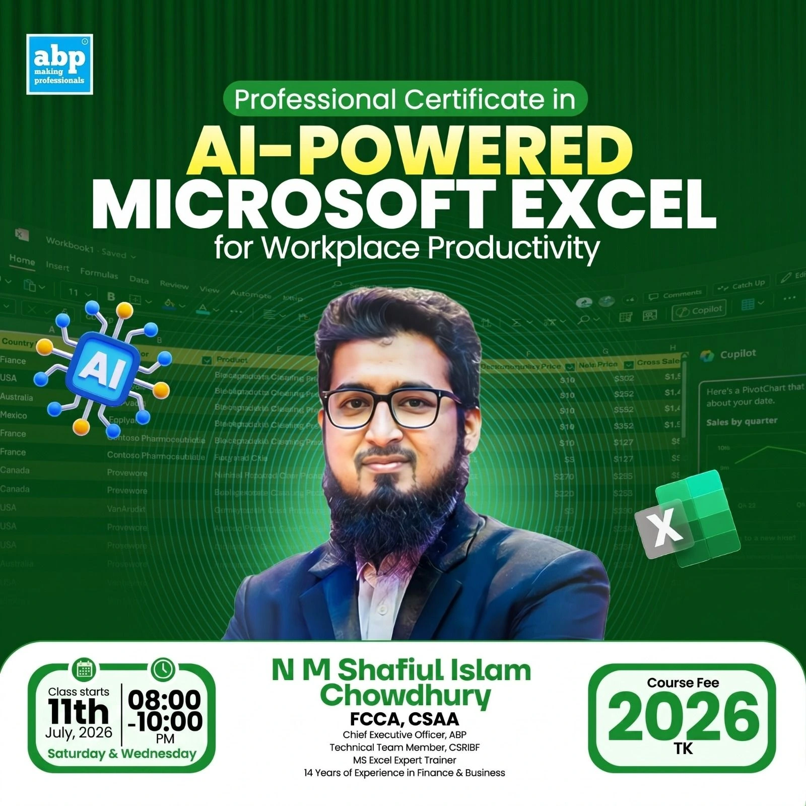 Professional Certificate in AI-Powered Microsoft Excel for Workplace Productivity
