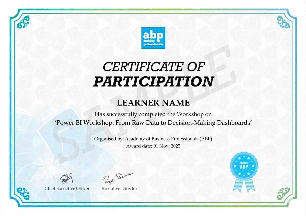 Power BI Workshop Certificate