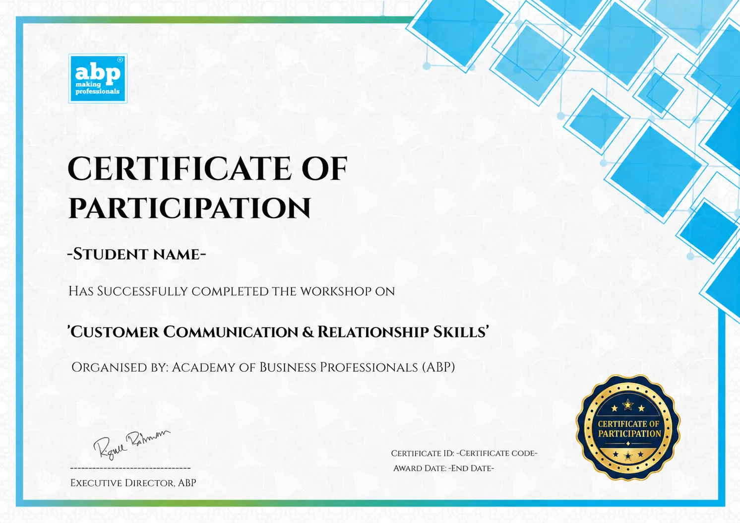 ABP Certificate of Completion
