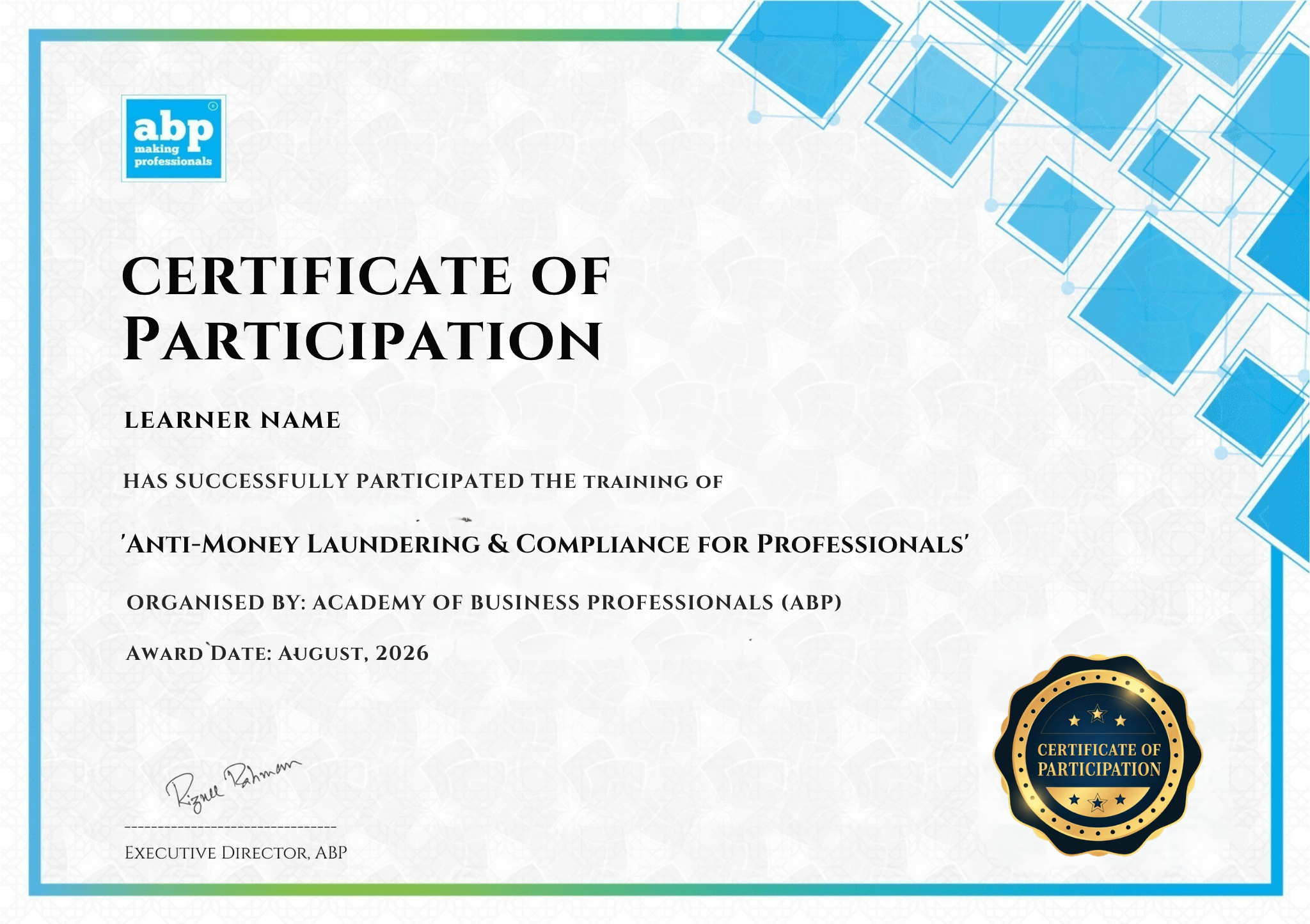 Certificate of Completion