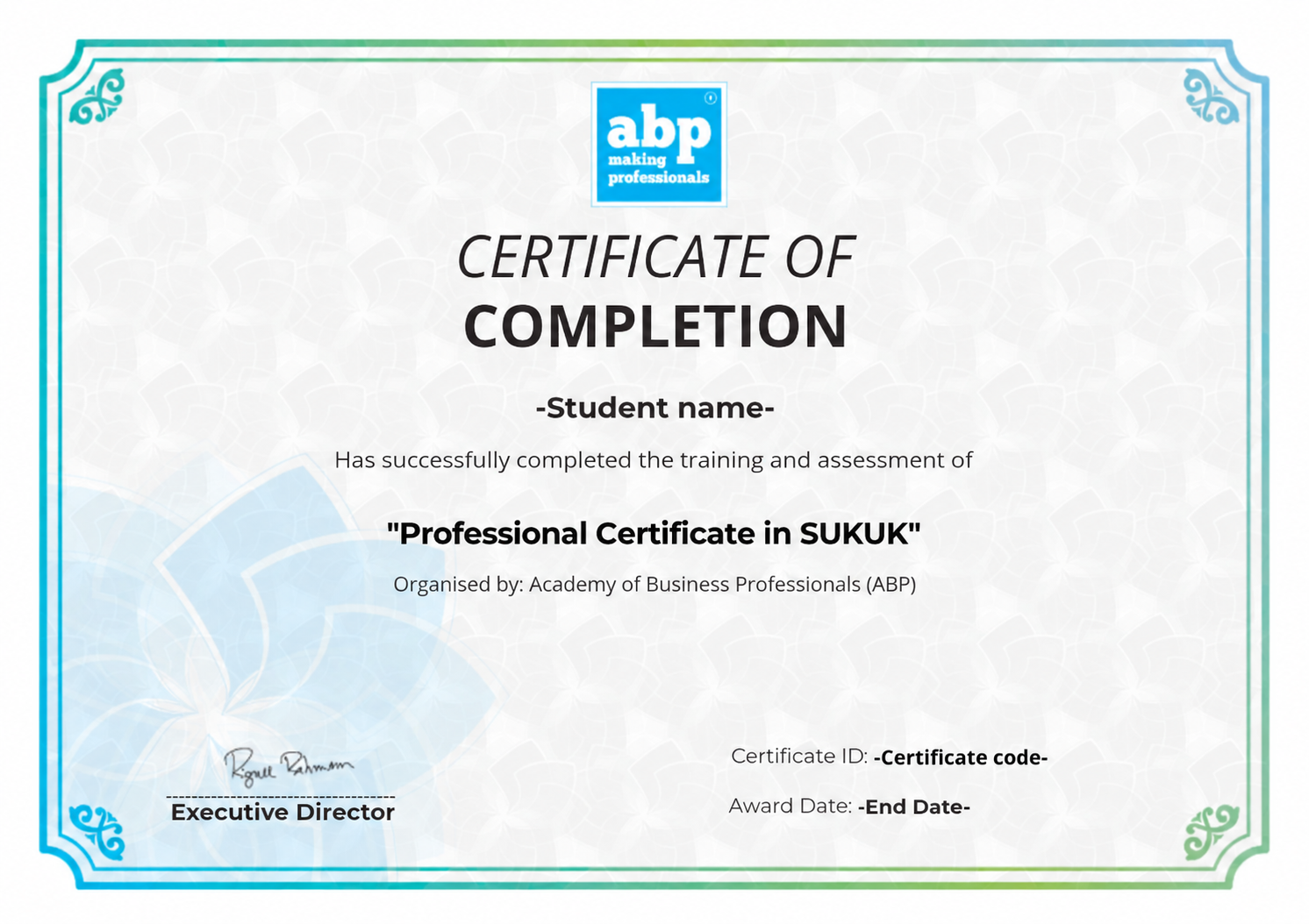 Professional Certificate in SUKUK