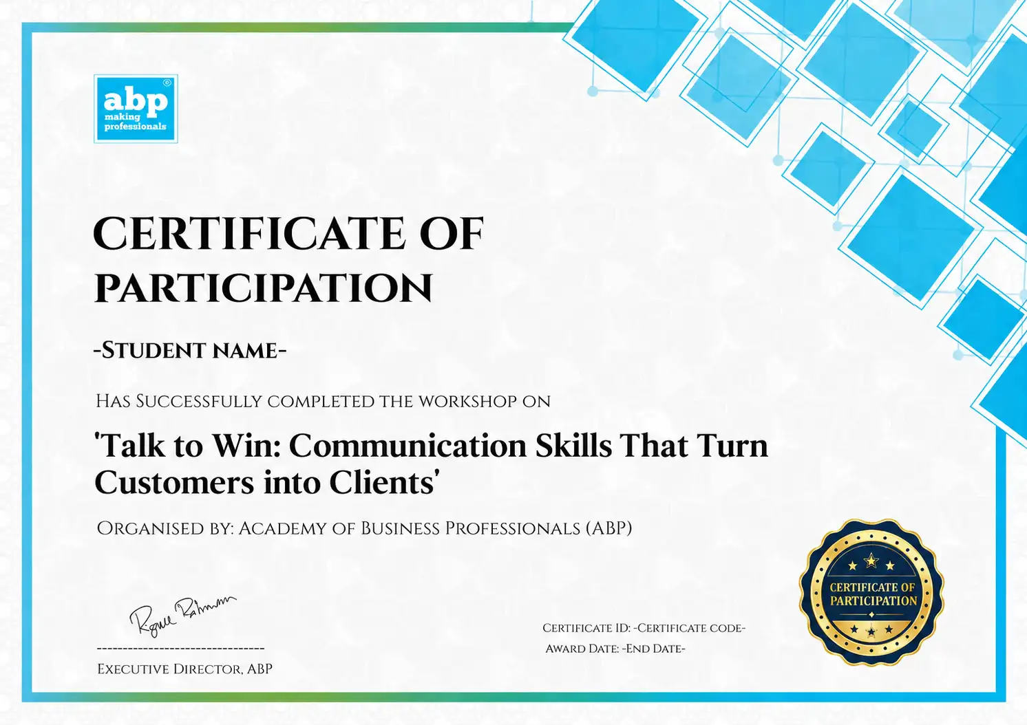Talk to Win Official Certificate