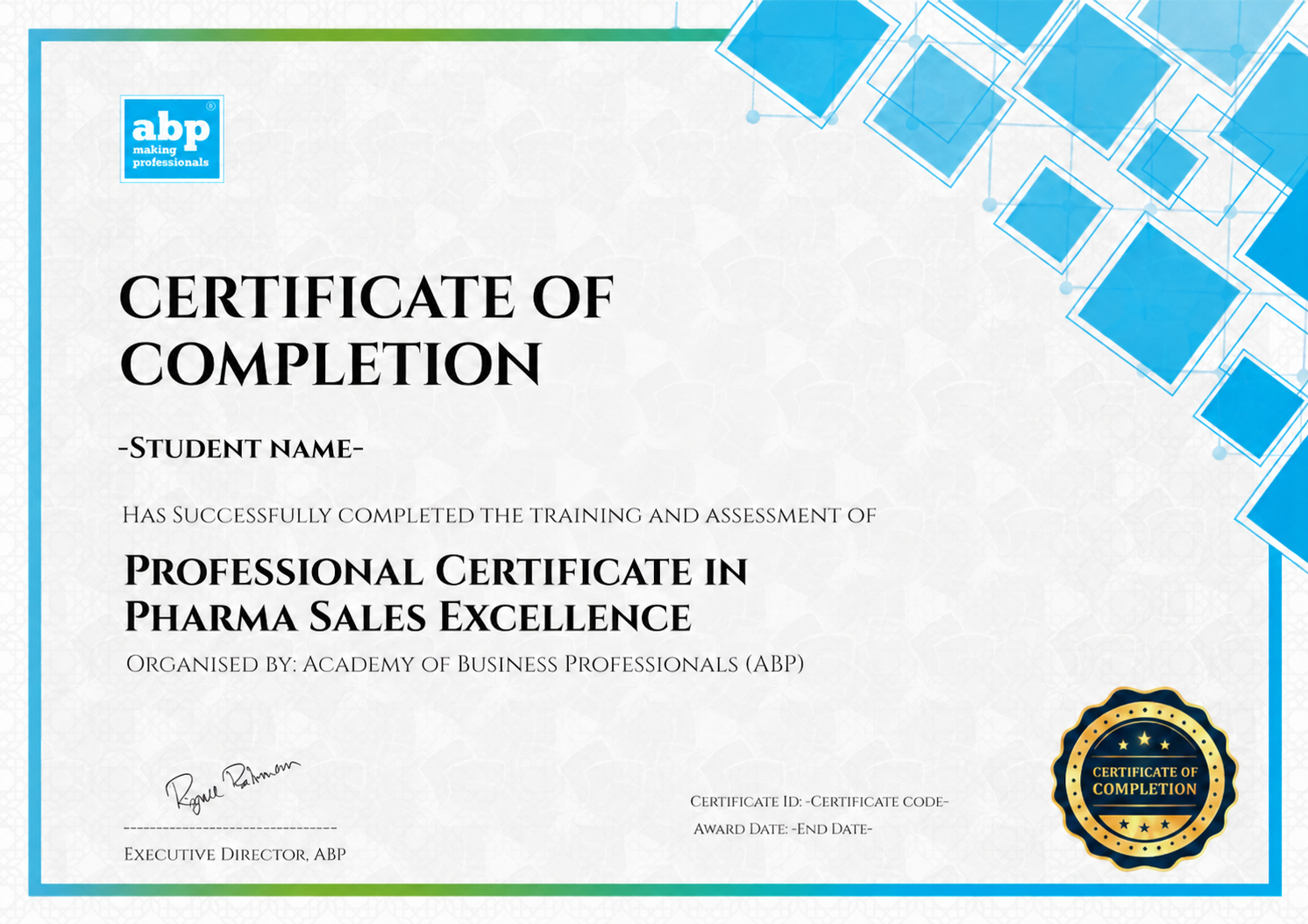 ABP Professional Certificate of Completion